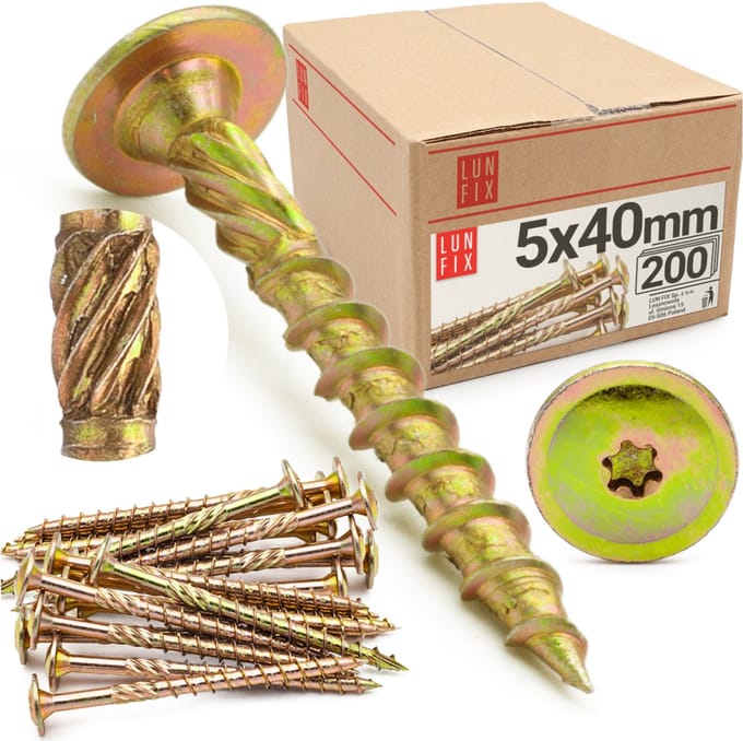 LUN FIX - Grootflensplaatschroeven 5x40 voor hout WKCP - 200 Stuks