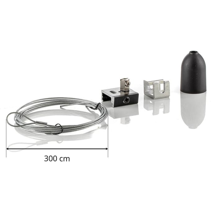 GLOBAL Ophangset 3-fasen railsysteem Noa, 300cm zwart