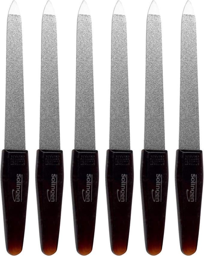 Set van 6 Saffieren Nagelvijlen uit Solingen - Professionele Vingernagelvijl - 12,5 cm