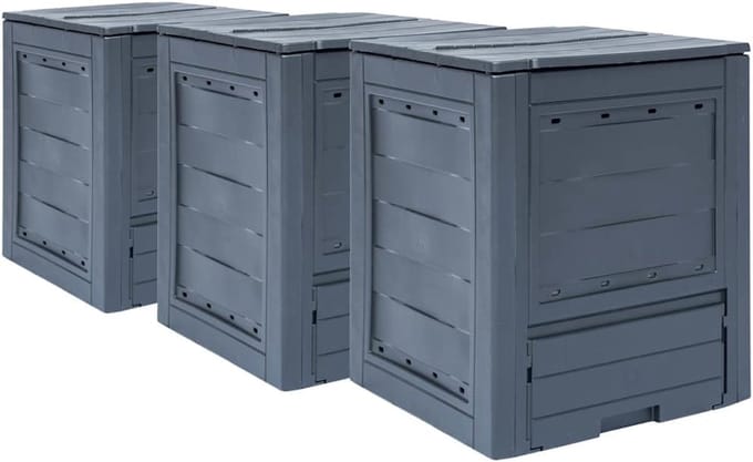 Compostbak Tuin - Composteerbak Huis - Afval Verwerken - Rotan Look - 780 liter - Grijs