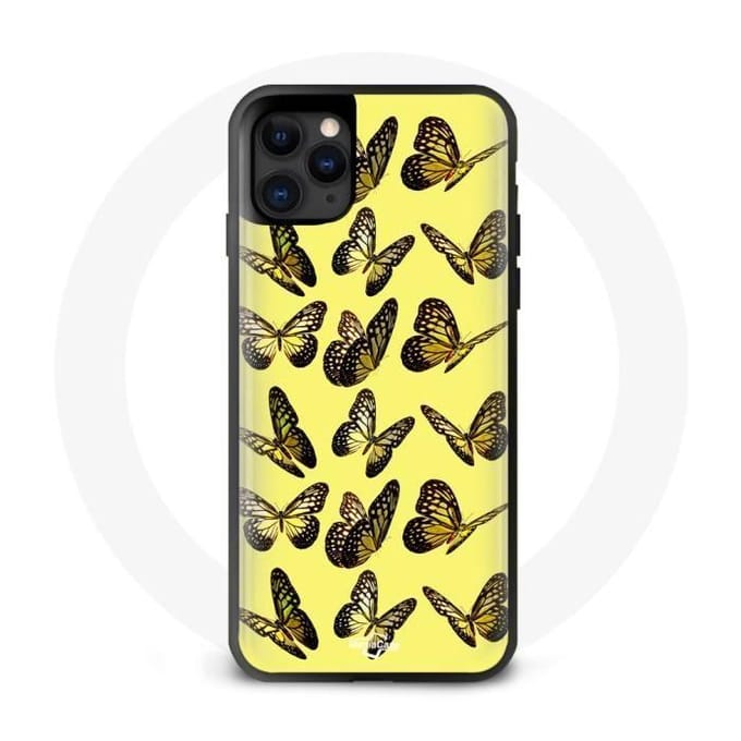 Coque iphone 11 pro max forêt papillons jaune