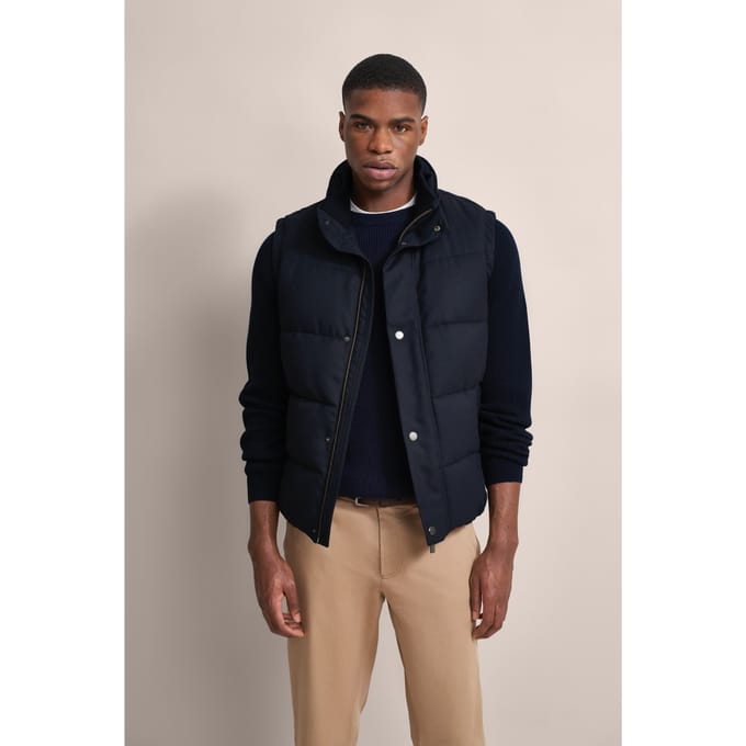 Bugatti Herren Gewatteerd gilet in een moderne flanellen look