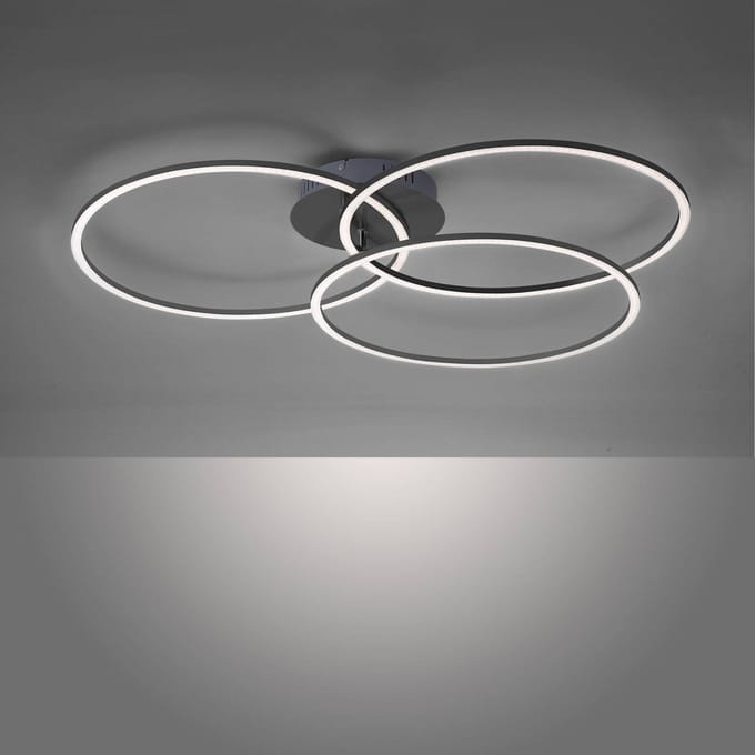 JUST LIGHT. GmbH LED plafondlamp Ivanka, drie ringen, zwart