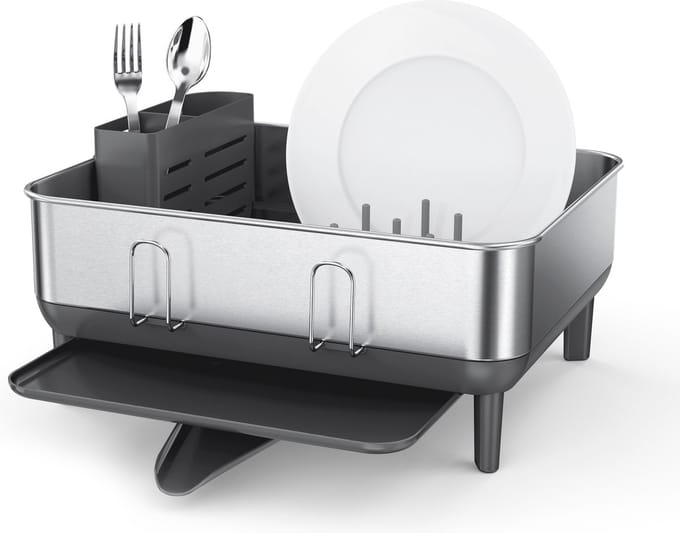 Simplehuman - Afdruiprek Compact met Stalen Frame - Zilver - Roestvast Staal
