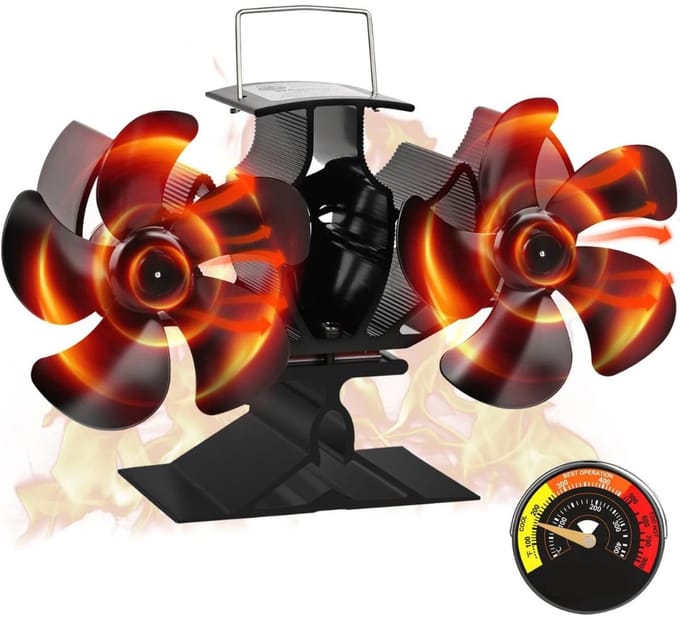 CRLYN® Houtkachel Ventilator - Kachelventilator - Haard - Zwart