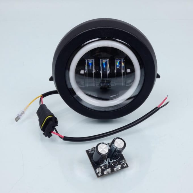 Optique avant EVOK pour Deux Roues Iron Led 12V Angel eyes Neuf