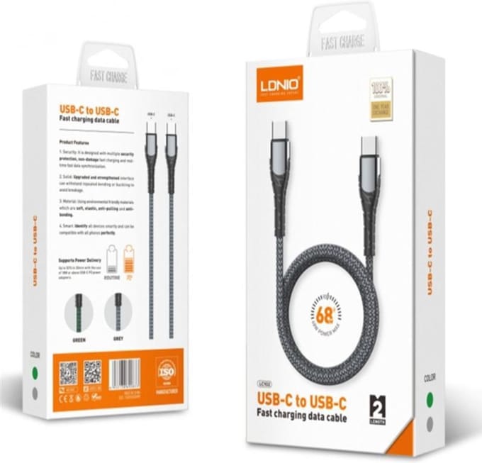 Ldnio LC102 USB-C naar USB-C kabel - 2M - TYPE C PD datakabel - oplaadkabel