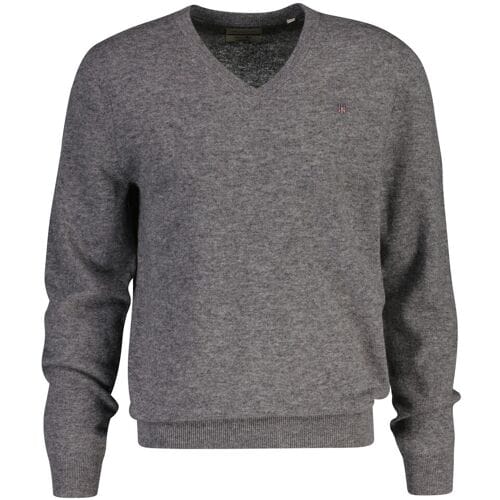 Gant Trui Extrafine Lambswool V-Neck Dark Grey Melange / male