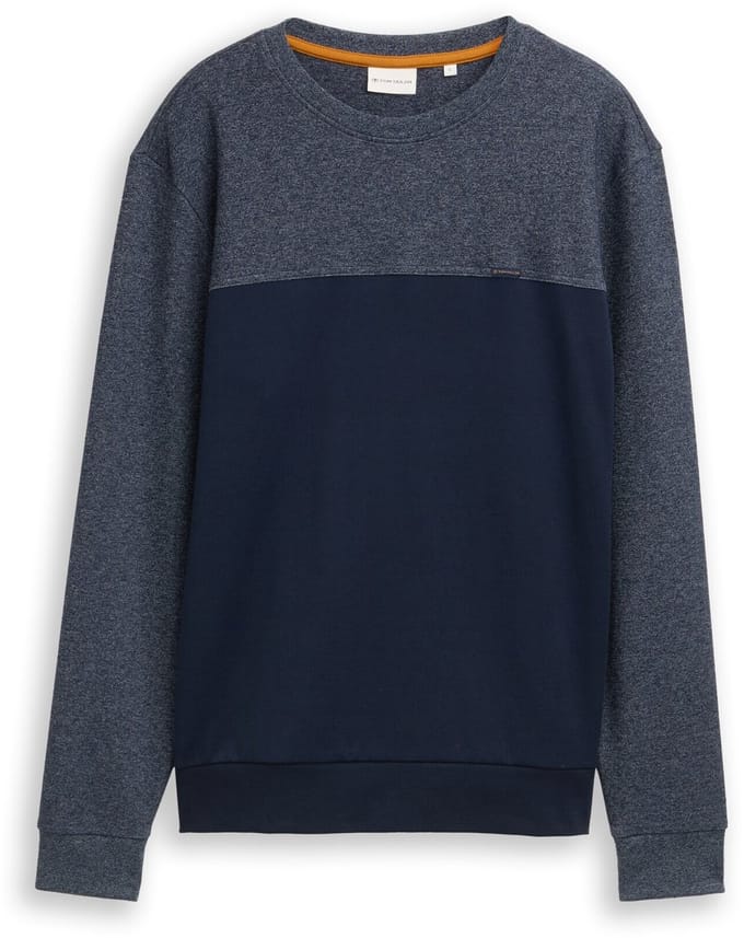 Tom Tailor - Crewneck sweatshirt met structuurmix - Maat S - sky captain blue