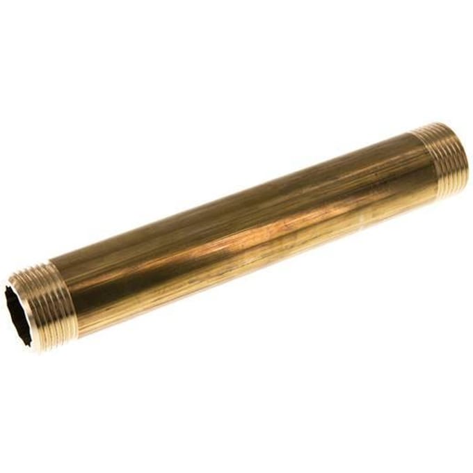 G 1'' Messing Dubbele Pijpnippel 16 Bar DIN 2982 - 200mm - FL2S-M-B-100G-200L