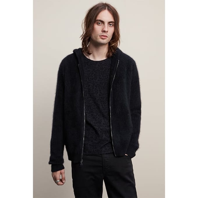 John Varvatos Regular Fit Ls Brushed Cashmere Zip Front Hoodie J Black Größe: XL | Kaputzenpullis Outlet | Herren | Schwarz