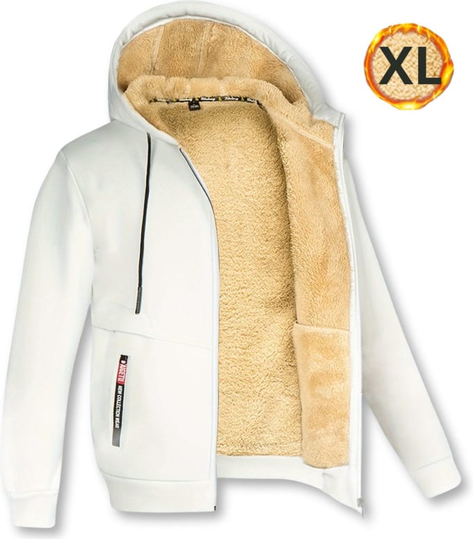 Livano Winterjas - Heren - Bont - Ritssluiting - Warm - Herfst/Winter - Wit XL