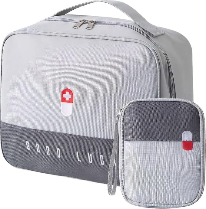 2 Stuks Azalia EHBO Tas – Waterdicht, Compact & Draagbaar – Voor Thuis, Auto & Reizen (grijs)