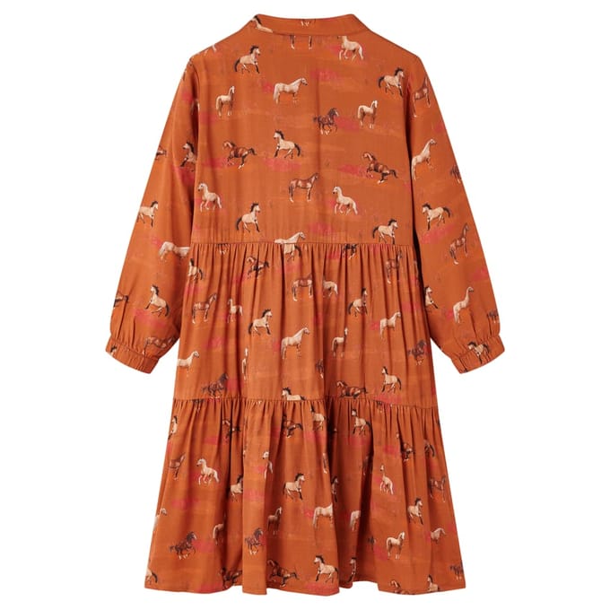 vidaXL-Kinderjurk-met-paardenprint-140-cognackleurig