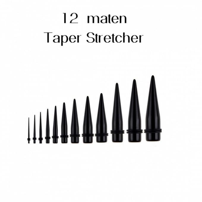 12 maten Taper stretcher 1.6 mm- 16 mm - Charme Bijoux