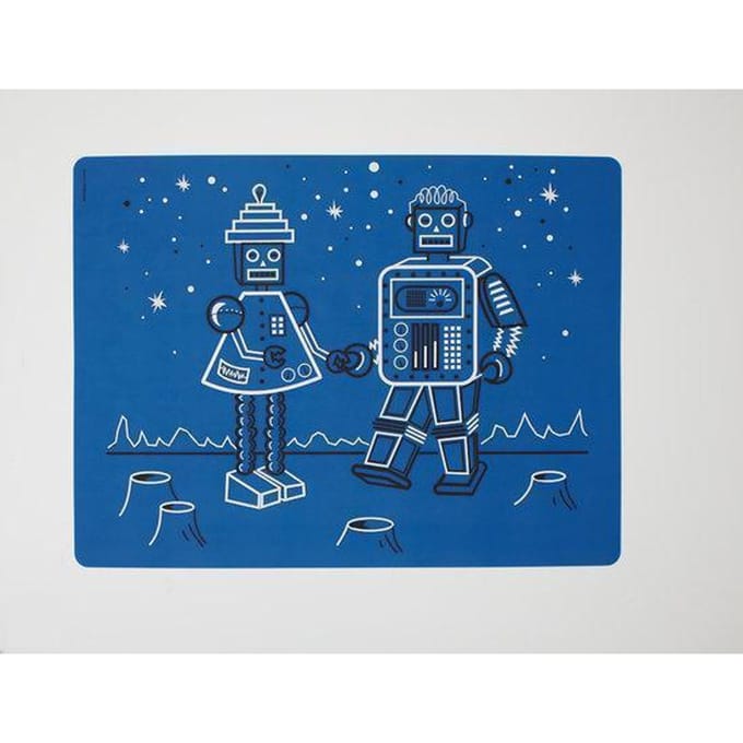 Modern Twist Mark Matz Robot Love Placemat - 40 x 32 cm - Blauw