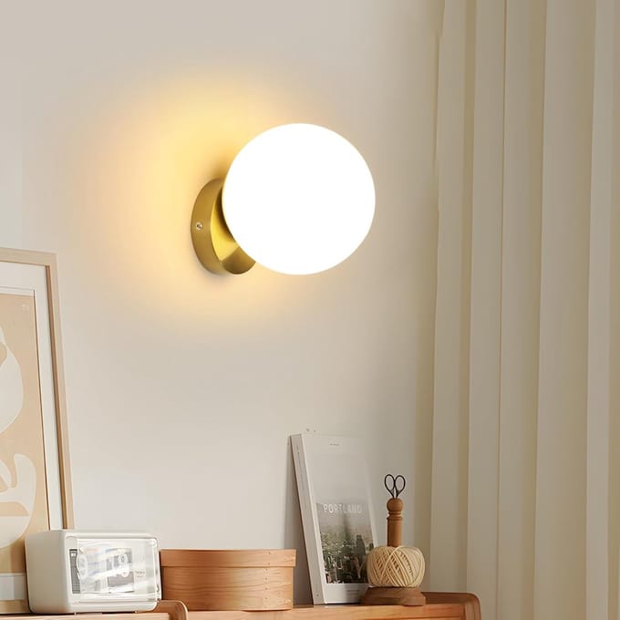 Haobosic Modern - Wandlamp - Antiek Goud 15cm Bol - E27 Fitting Zonder Lichtbron