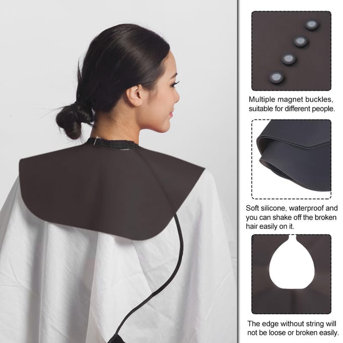 Cape de cou en Silicone, tablier réglable pour coupe de cheveux, teinture de cheveux, collier de coupe pour Salon de coiffure noir