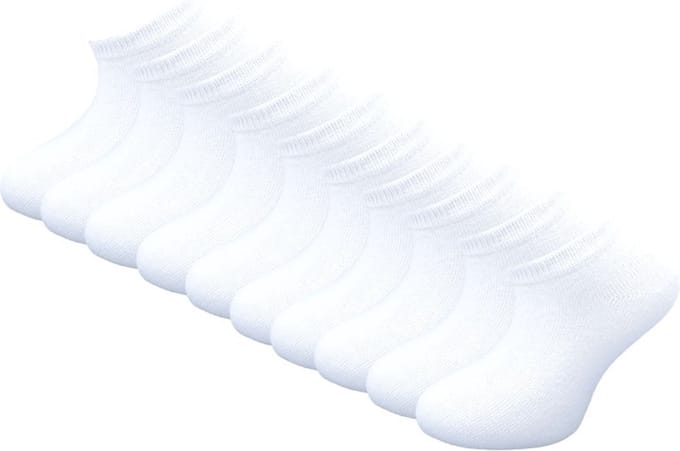 10 paar Kids Sneakersokken - SQOTTON® - Wit - Maat 35-38