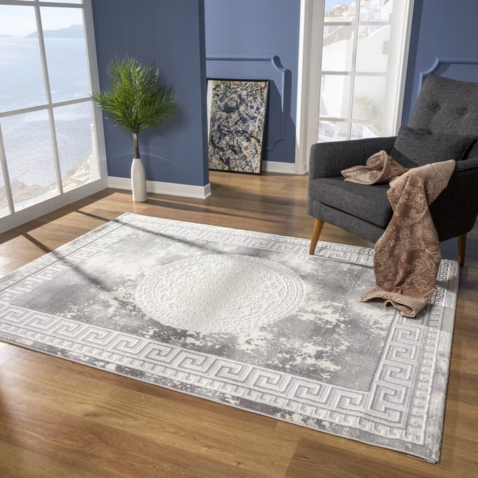 Harmony Oosters Vloerkleed Medaillon Grijs- 160x220CM