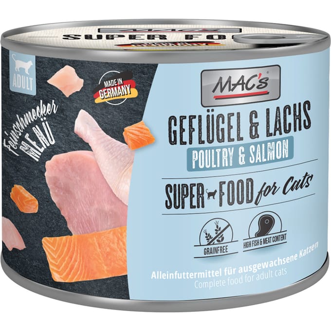 Voordeelpakket MAC's Cat Fijnproever 24 x 200 g Kattenvoer - Gevogelte & Zalm