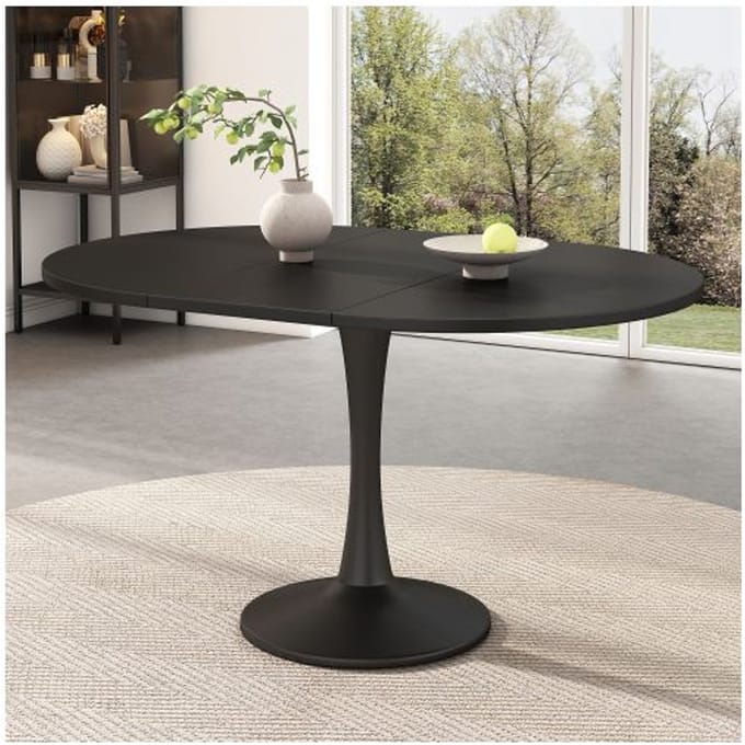 Table de salle à manger extensible, L 100/140 x L 100 x H 75 cm, table de salle à manger moderne et minimaliste, noire