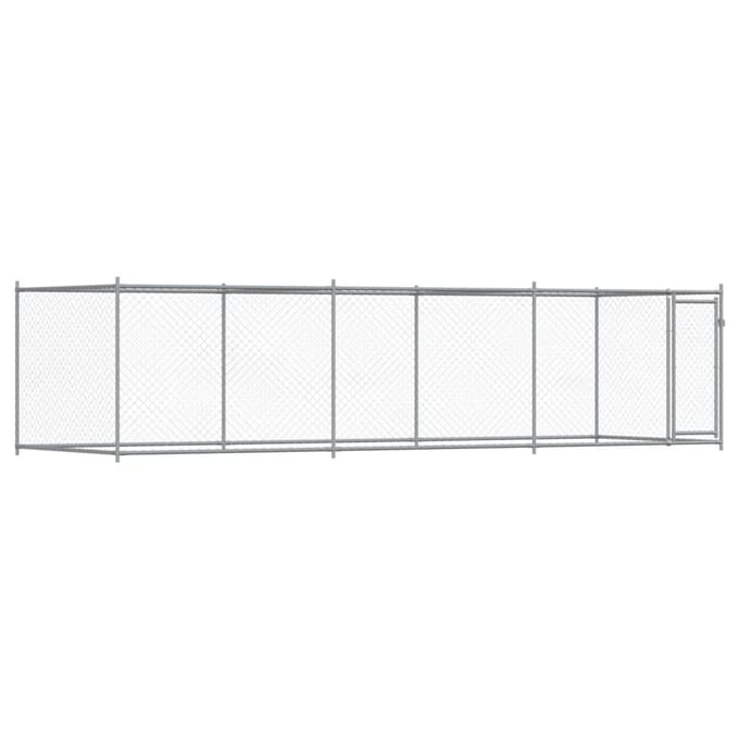vidaXL - Hondenhok - met - deur - 6x2x1,5 - m - gegalvaniseerd - staal - grijs