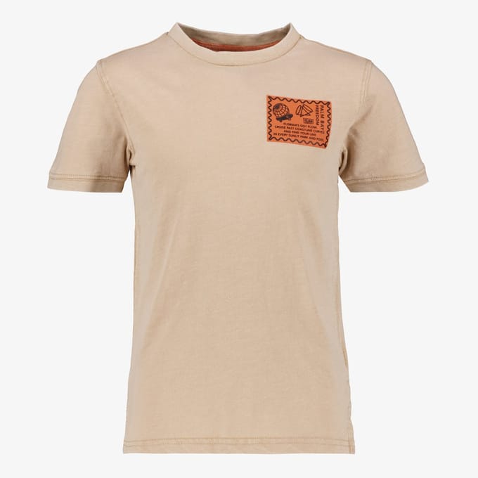 Unsigned jongens T-shirt met backprint beige - Maat 170