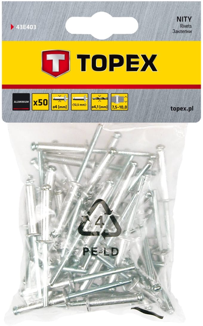 Popnagels 4,0 x 12,5 mm 50 Stuks Aluminium