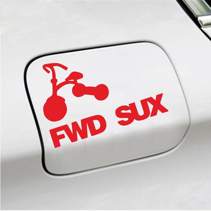 Bumpersticker - FWD SUX - 12,2 X 18 - Rood