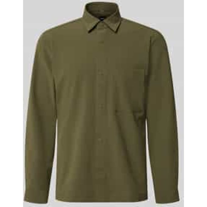 relaxed fit vrijetijdsoverhemd met labelpatch model 'P-LEO-K-P-263'
