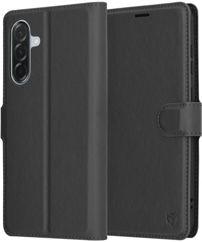 Hoesje geschikt voor Samsung Galaxy A56 - Techsuit Leather Folio Book Wallet Case - Zwart