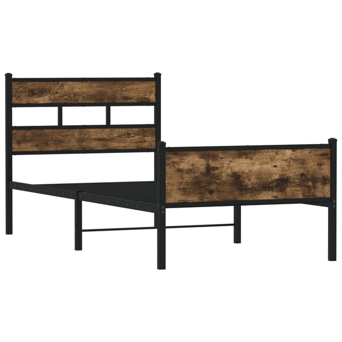 vidaXL - Bedframe - zonder - matras - hout - gerookt - eikenkleurig - 107x203 - cm
