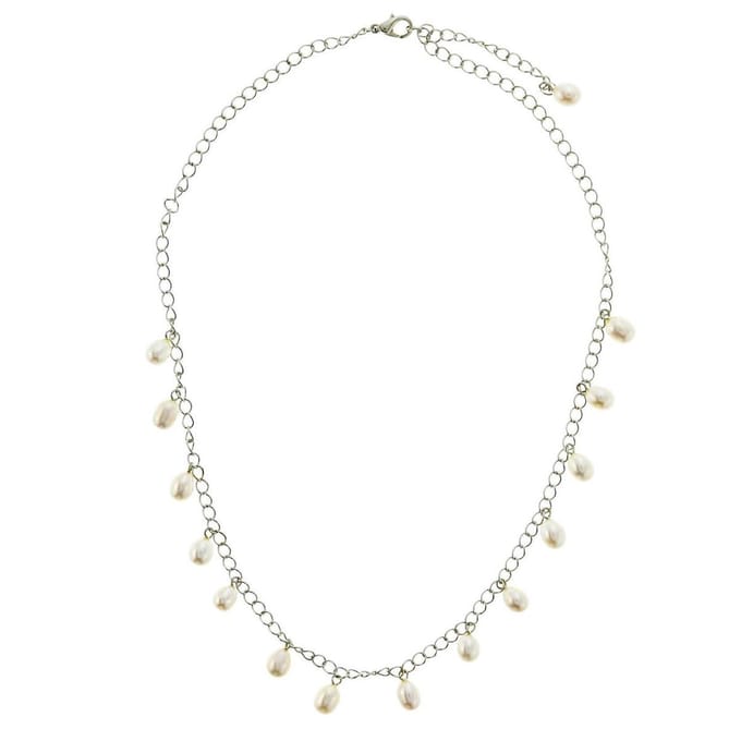 Behave - Ketting - Dames - Echte Zoetwaterparels - Wit - Zilverkleurig - 52.50 cm
