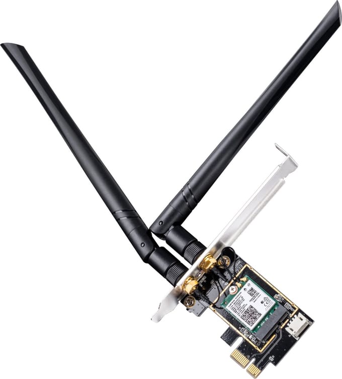 Cudy AX5400 Tri-Band Wi-Fi 6 PCIe Adapter – Intel Wi-Fi 6/6E, Bluetooth 5.2