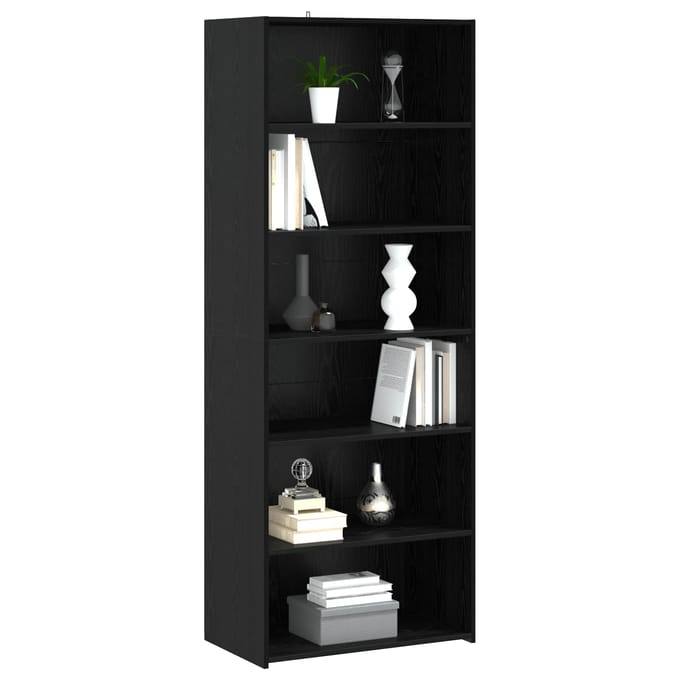 vidaXL - Dressoir - Zwart - eiken - 70 - x - 41 - x - 185 - cm - Bewerkt - hout
