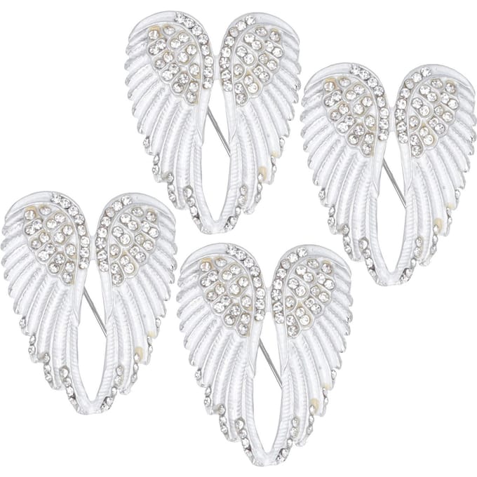 4 Stuks Broche Speld Diamant Engelenvleugel Patroon Schattige Mode Revers Speld Jas Badges Accessoire Wit wit