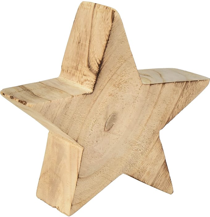 Rustieke decoratieve ster van paulowniahout - natuurlijk design, Ø 15