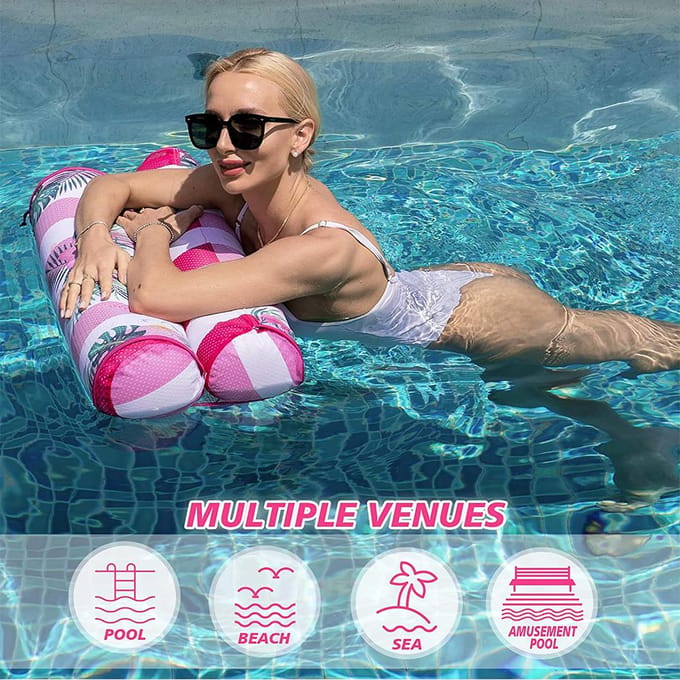 Hamac à eau pour adultes, hamac flottant polyvalent, chaise longue à eau pink