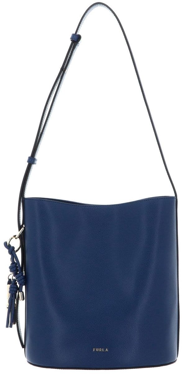 FURLA Leren schoudertas Roxie Bucket Bag Indigo blauw