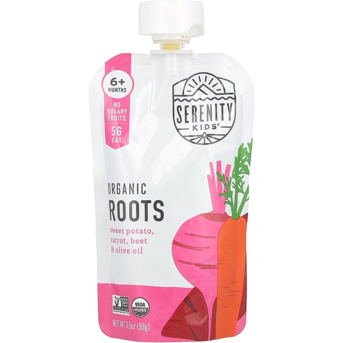 Serenity Kids, biologische wortel, 6 maanden+, zoete aardappel, wortel, biet, olijfolie, 99g (3,5 oz) white
