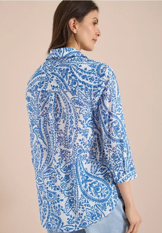 Blouse met 3/4 mouwen en lange pasvorm