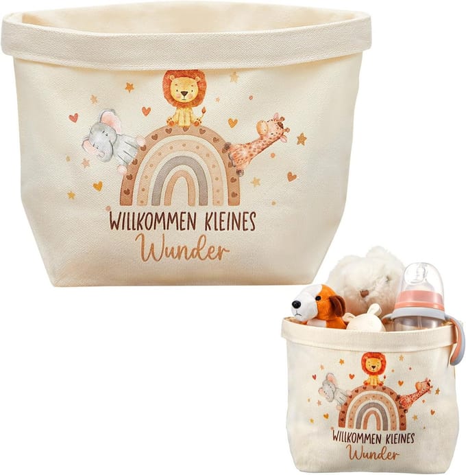 Luiertas-organizer voor babyshower en doop - katoenen cadeautas met opdruk