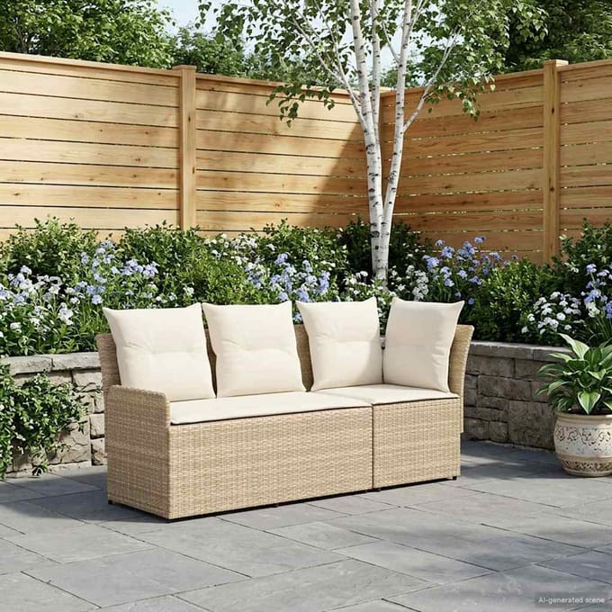 vidaXL - 2 - st - Tuinstoel - met - Armleuning - en - Hoekbank - PE - Riet