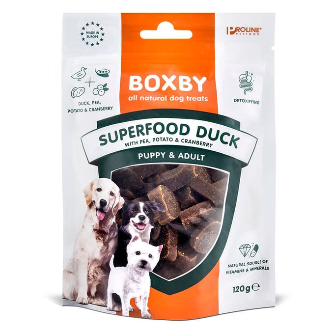 Boxby Hondensnacks Superfood met Eend, Erwten en Cranberry - 120 g