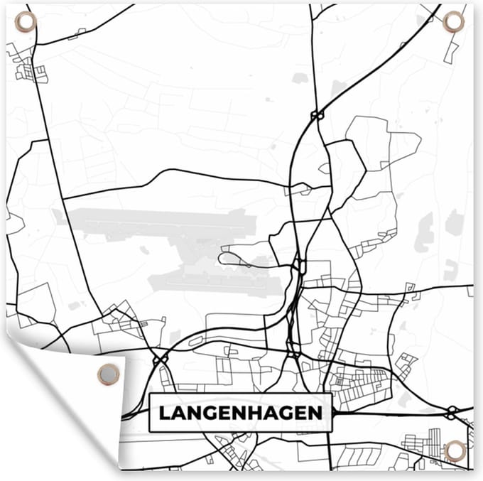 Tuindoek Stadskaart - Kaart - Langenhagen - Plattegrond - 100x100 cm