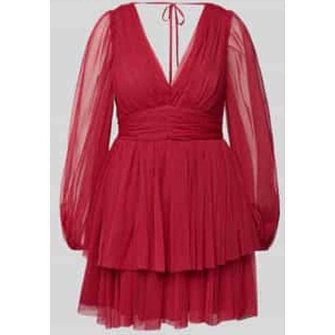 Cocktailjurk met gelaagde look en V-hals