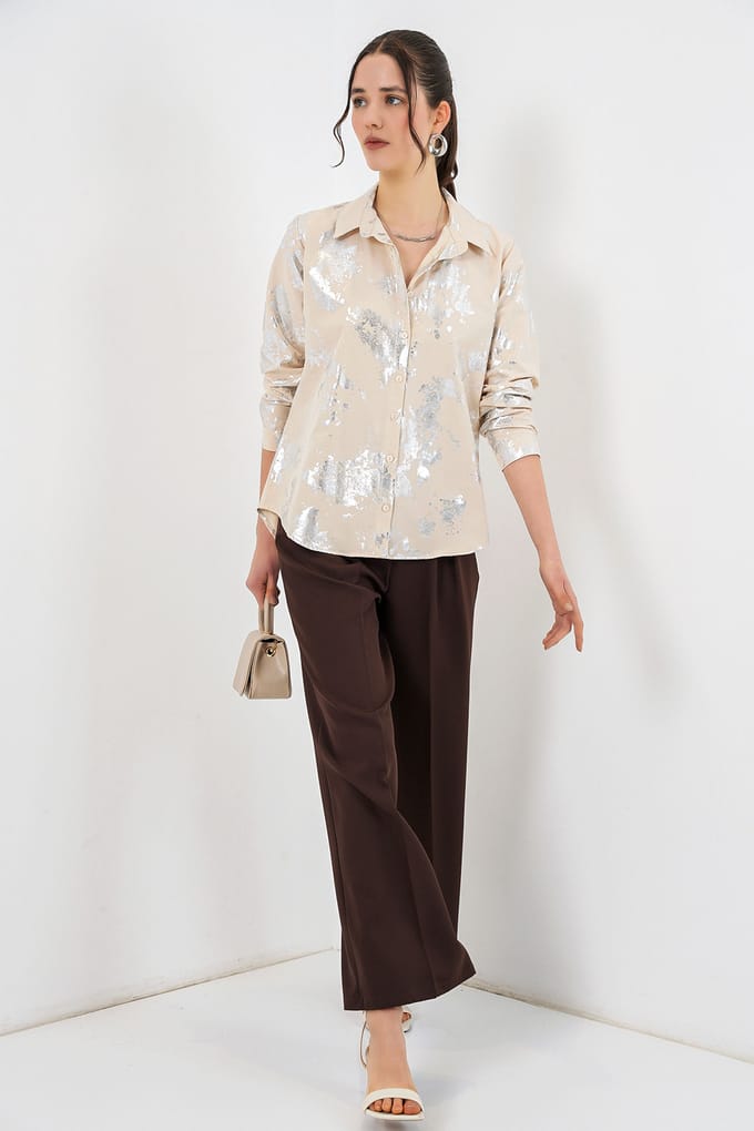 Oversized gestreepte blouse met knopen