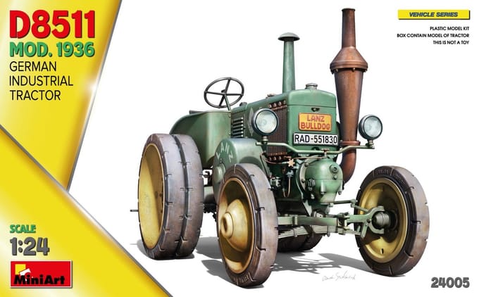 MiniArt Modelbouwpakket Landbouwvoertuigen - 24005 German Industrial Tractor D8511 Mod. 1936 Plastic - 1:24 - Modelbouw