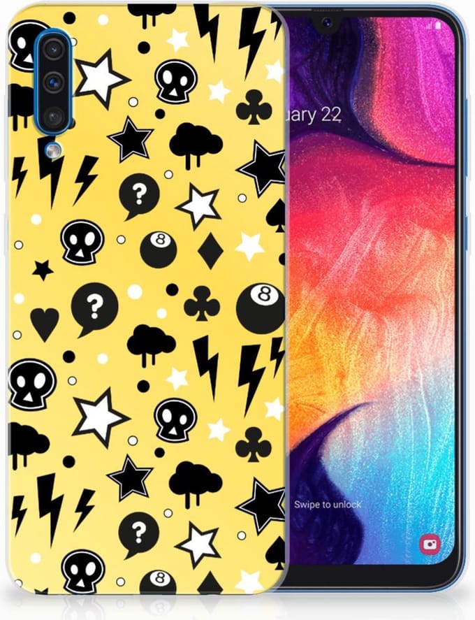 Back Cover voor Silicone Back Case Samsung Galaxy A50 Punk Geel